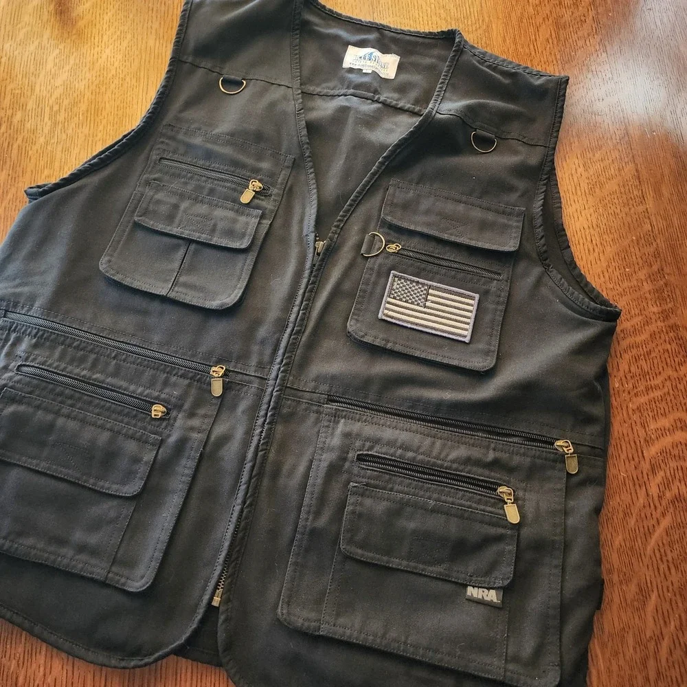 Blue Stone Black Tactical Vest NRA Conceal Carry‎ Military Style Hunting Size L